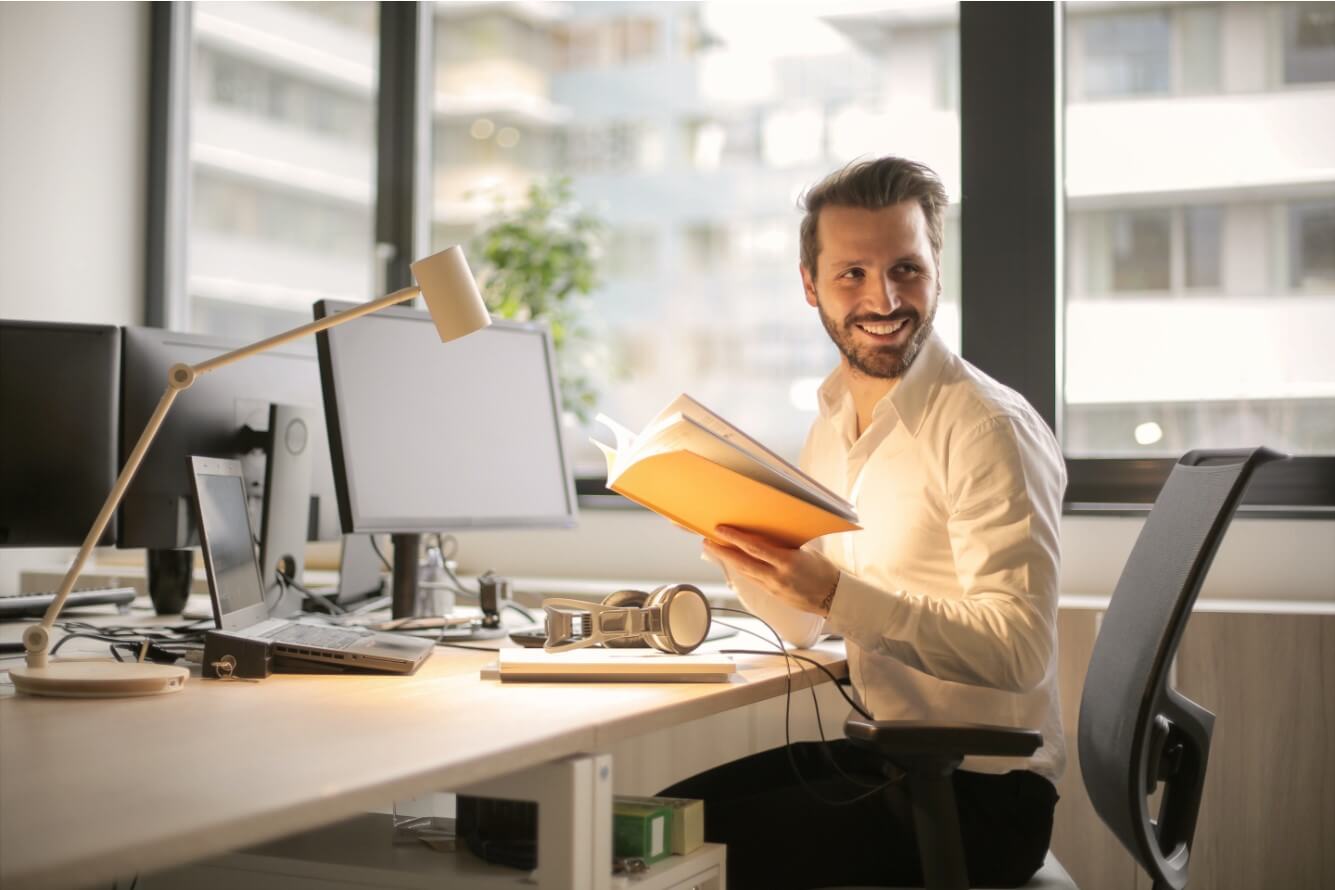 Business person sitting at desk